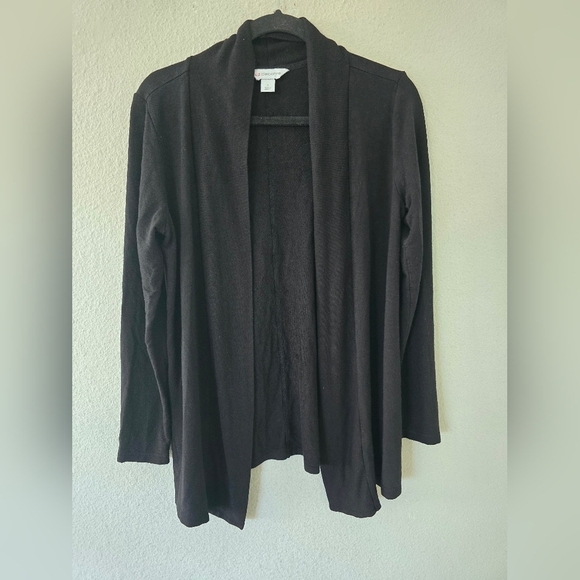 Liz Claiborne Cardigan Sweater Womens Sz S Black Long Sleeve Open Lightweight - Picture 1 of 7